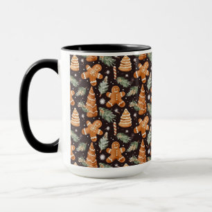 Cute Christmas Gingerbread and Tree Pattern Mug