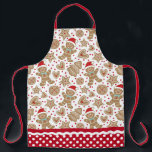 Cute Christmas Gingerbread baking Apron<br><div class="desc">A cute holiday gingerbread cookie pattern decorates this apron. Border of apron has a red and white polka dot pattern with ric rac. Makes a fun gift for Christmas. Designed for you by Blackberry Boulevard.</div>