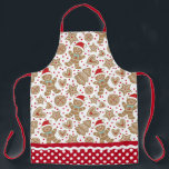 Cute Christmas Gingerbread baking Apron<br><div class="desc">A cute holiday gingerbread cookie pattern decorates this apron. Border of apron has a red and white polka dot pattern with ric rac. Makes a fun gift for Christmas. Designed for you by Blackberry Boulevard.</div>