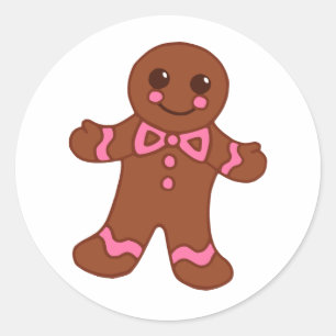 Cute Christmas Gingerbread Boy Cookie Stickers