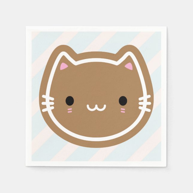 Cute Christmas Gingerbread Cat Napkin (Front)