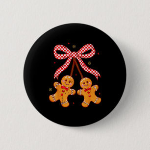 Cute Christmas Gingerbread Cherries Coquette Xmas 2 Inch Round Button