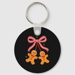 Cute Christmas Gingerbread Cherries Coquette Xmas  Keychain