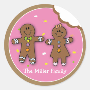 Cute Christmas Gingerbread Cookie Bite  Classic Round Sticker