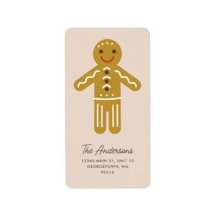 Cute Christmas Gingerbread Cookie Custom Vertical Label