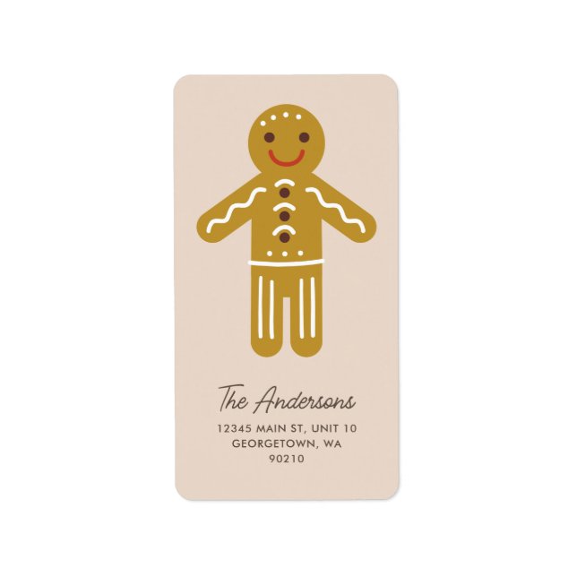 Cute Christmas Gingerbread Cookie Custom Vertical Label (Front)