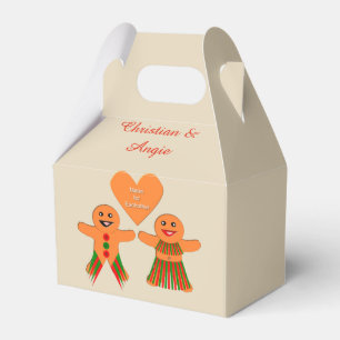 Cute Christmas Gingerbread Couple Custom Favor Box