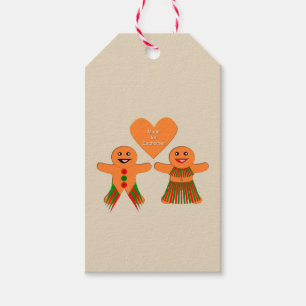 Cute Christmas Gingerbread Couple Custom Gift Tags
