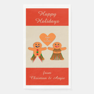 Cute Christmas Gingerbread Couple Custom Napkin