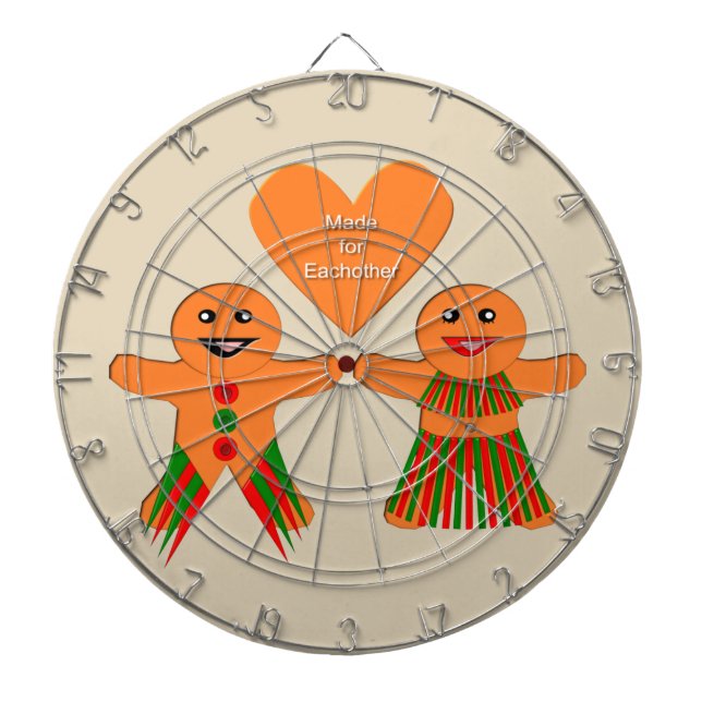 Cute Christmas Gingerbread Couple Dartboard (Front)
