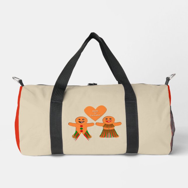 Cute Christmas Gingerbread Couple Duffle Bag (Front)