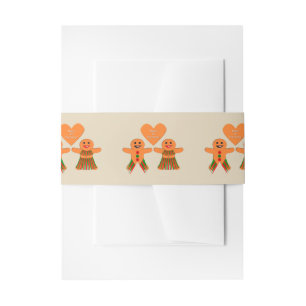 Cute Christmas Gingerbread Couple Invitation Belly Band