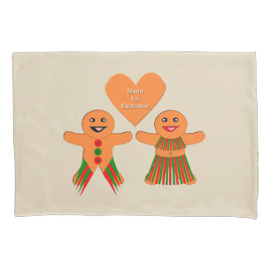 Cute Christmas Gingerbread Couple Pillowcase