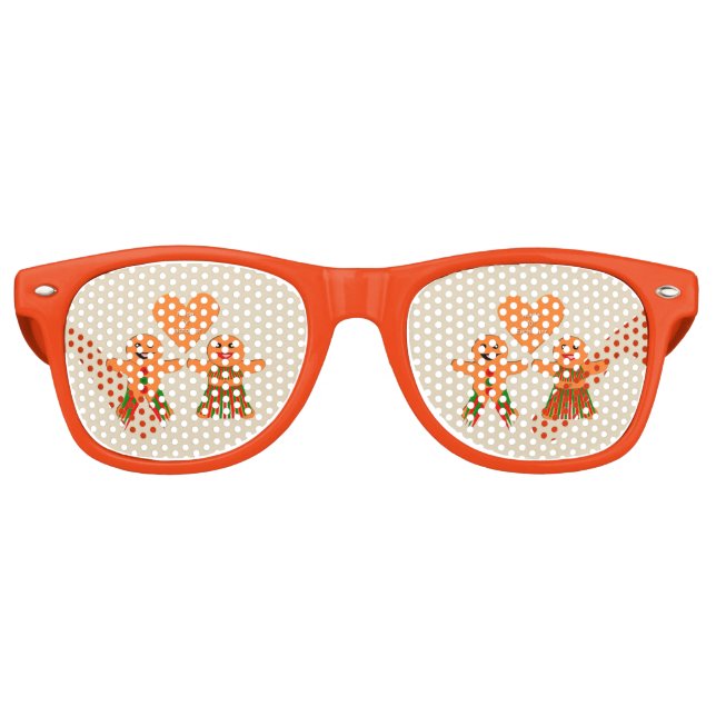 Cute Christmas Gingerbread Couple Retro Sunglasses (Front)