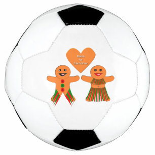 Cute Christmas Gingerbread Couple Soccer Ball