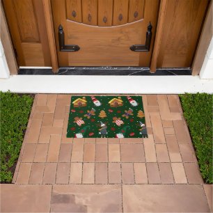 Cute Christmas Gingerbread Gnomes Reindeer Party Doormat