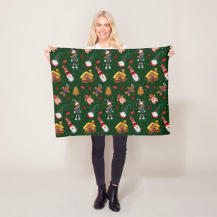 Cute Christmas Gingerbread Gnomes Reindeer Party Fleece Blanket