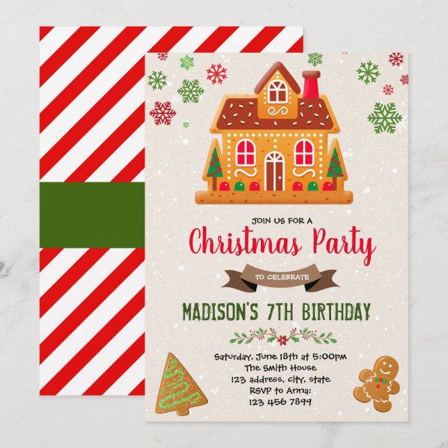 Cute christmas gingerbread house Invitation (Front/Back)