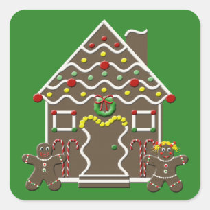 Cute Christmas Gingerbread House Square Sticker