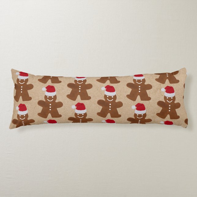 Cute Christmas Gingerbread Man Cookies Kraft   Body Pillow (Front)