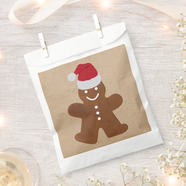 Cute Christmas Gingerbread Man Cookies Kraft  Favour Bag (Clipped)