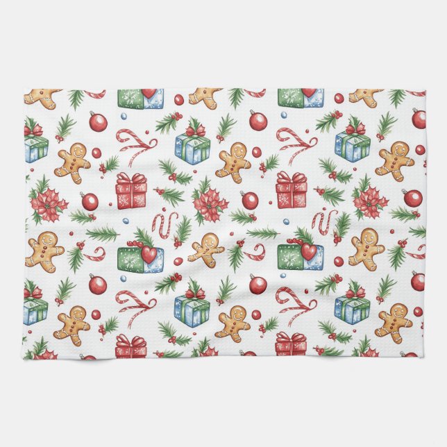 Cute Christmas gingerbread man Kitchen Towel (Horizontal)