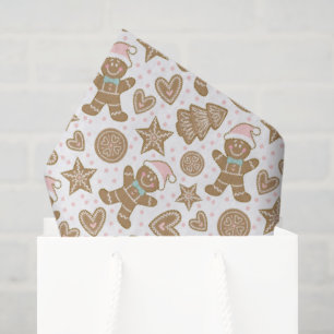 Cute Christmas Gingerbread Man Pattern Tissue Paper
