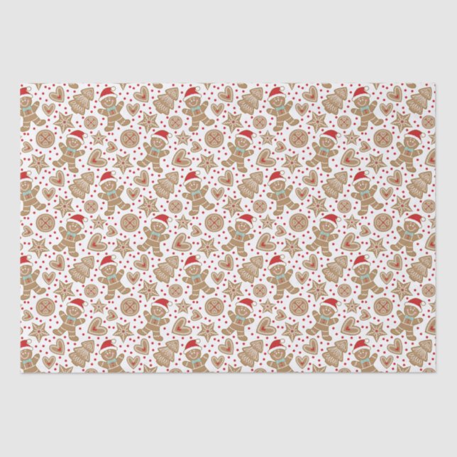  Cute Christmas Gingerbread Man Pattern Tissue Paper (Front)
