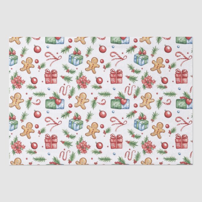 Cute Christmas gingerbread man Tissue Paper (Front)