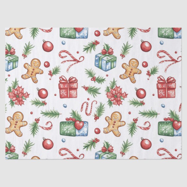 Cute Christmas gingerbread man Tissue Paper (Front)