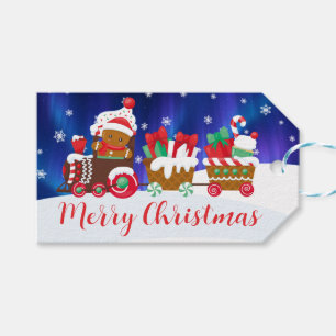 Cute Christmas Gingerbread Train & Presents Gift Tags