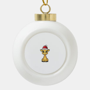 Cute Christmas Giraffe Comic Ceramic Ball Christmas Ornament