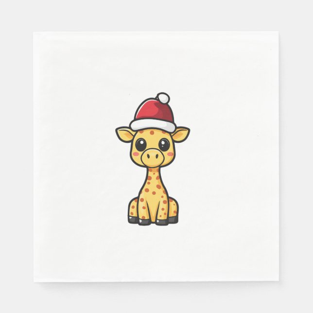 Cute Christmas Giraffe Comic   Napkin (Front)