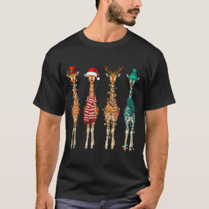 Cute Christmas Giraffe Funny Animal Lover Gift Kid T-Shirt