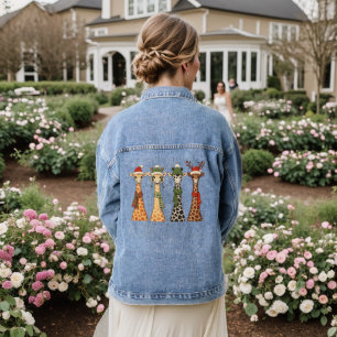 Cute Christmas Giraffe Lover Festive Giraffes Xmas Denim Jacket