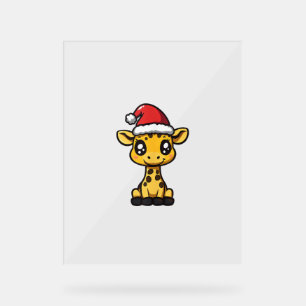 Cute Christmas Giraffe Xmas Comic  Acrylic Sign