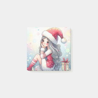 Cute Christmas Girl post-it note
