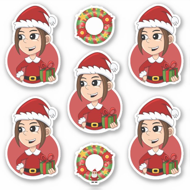 Cute Christmas girl with brown hair (Front)