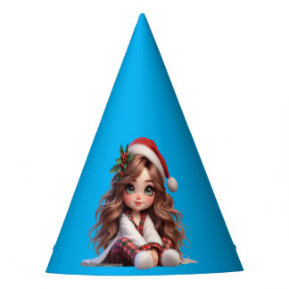 Cute Christmas Girl with Santa Hat Art
