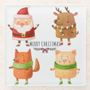 Cute Christmas Glass Coaster