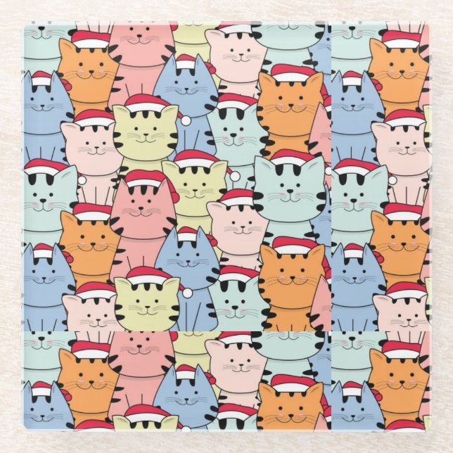 Cute Christmas Glass Coaster (Front)