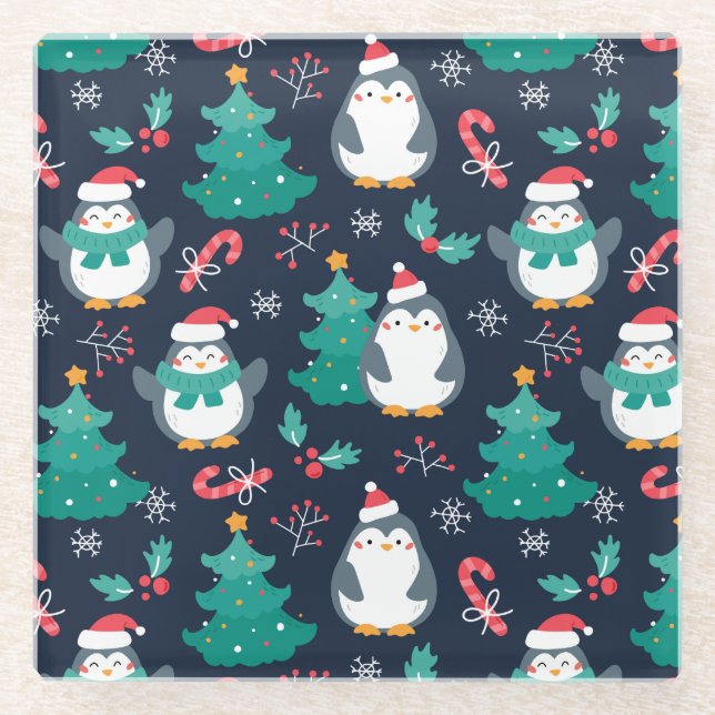 Cute Christmas Glass Coaster (Front)