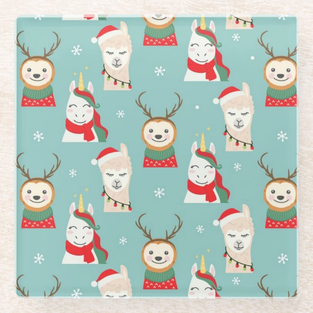 Cute Christmas Glass Coaster (Front)