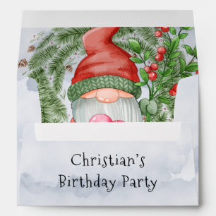 Cute Christmas Gnome Birthday Party  Envelope