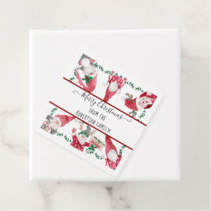 Cute Christmas Gnome Deer Antler Red Watercolor Favour Tags