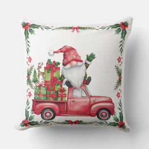 Cute Christmas Gnome delivering Gifts holiday  Throw Pillow