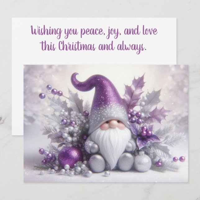 Cute Christmas Gnome Holiday Card (Front/Back)