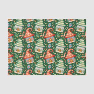 Cute Christmas Gnome Houses and Candy Canes  Tissue Paper