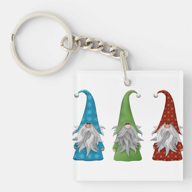 Cute Christmas Gnome   Keychain (Front)