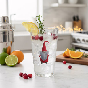 Cute Christmas Gnome Monogram Festive Glass